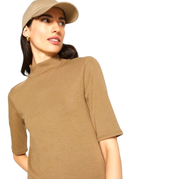 GAP Women Modern Mockneck Mini Dress Dried Moss 3/4 Sleeves Fitted Sz LG NWT - Picture 8 of 15